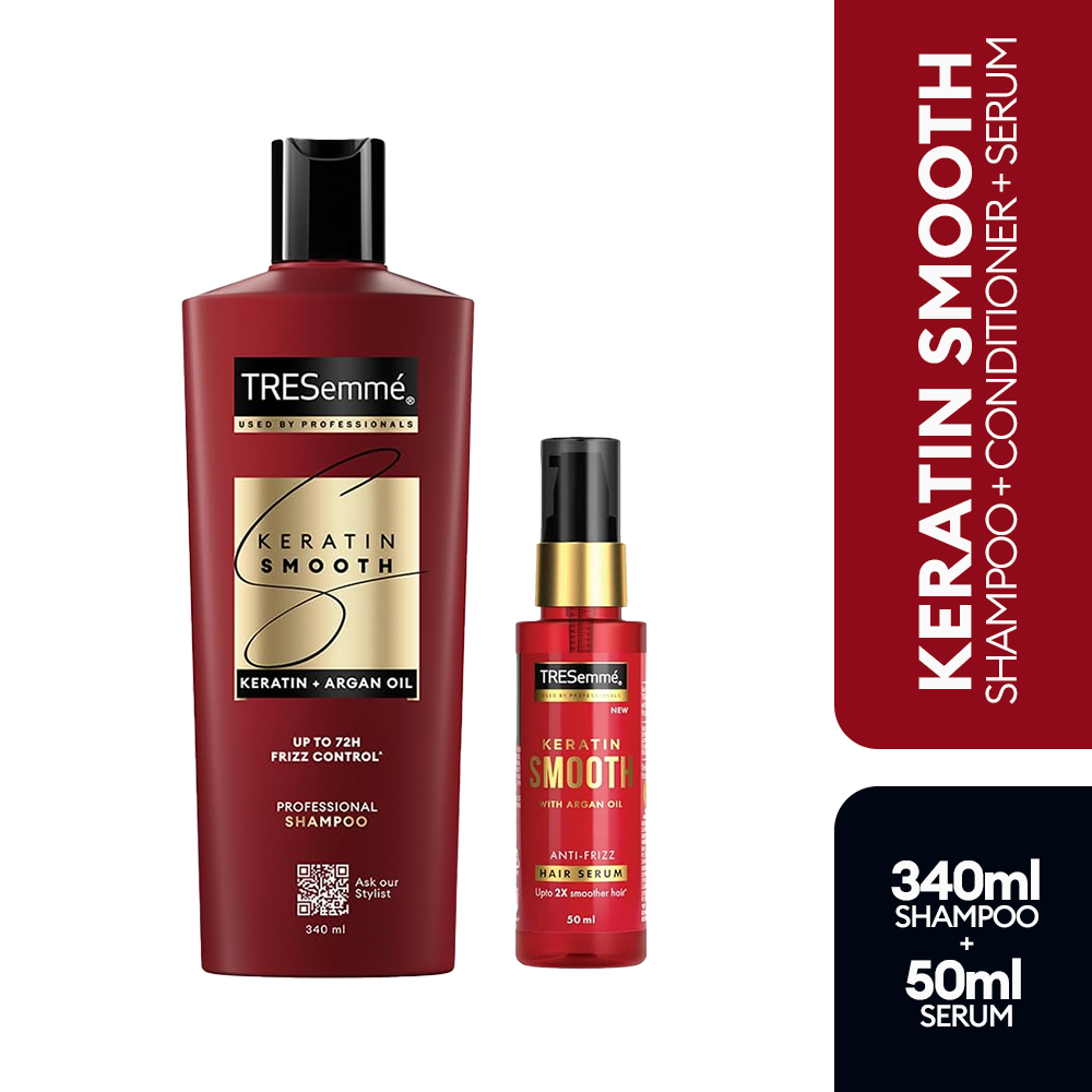 Try Tresemmé Keratin Smooth 340ml Shampoo Keratin Smooth Serum 50ml