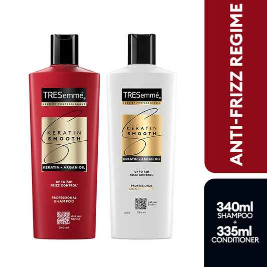 Front view of New TRESemmé Keratin Smooth Shampoo 340ml and Conditioner 335ml Combo Pack