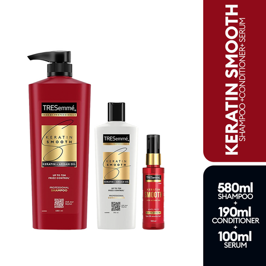 TRESemmé Keratin Smooth Shampoo 580ml+ Conditioner 190ml + Serum 100ml