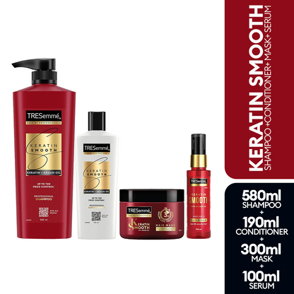 TRESemmé Keratin Smooth Shampoo 580ml + Conditioner 190 ml + Mask 300ml + Serum 100ml