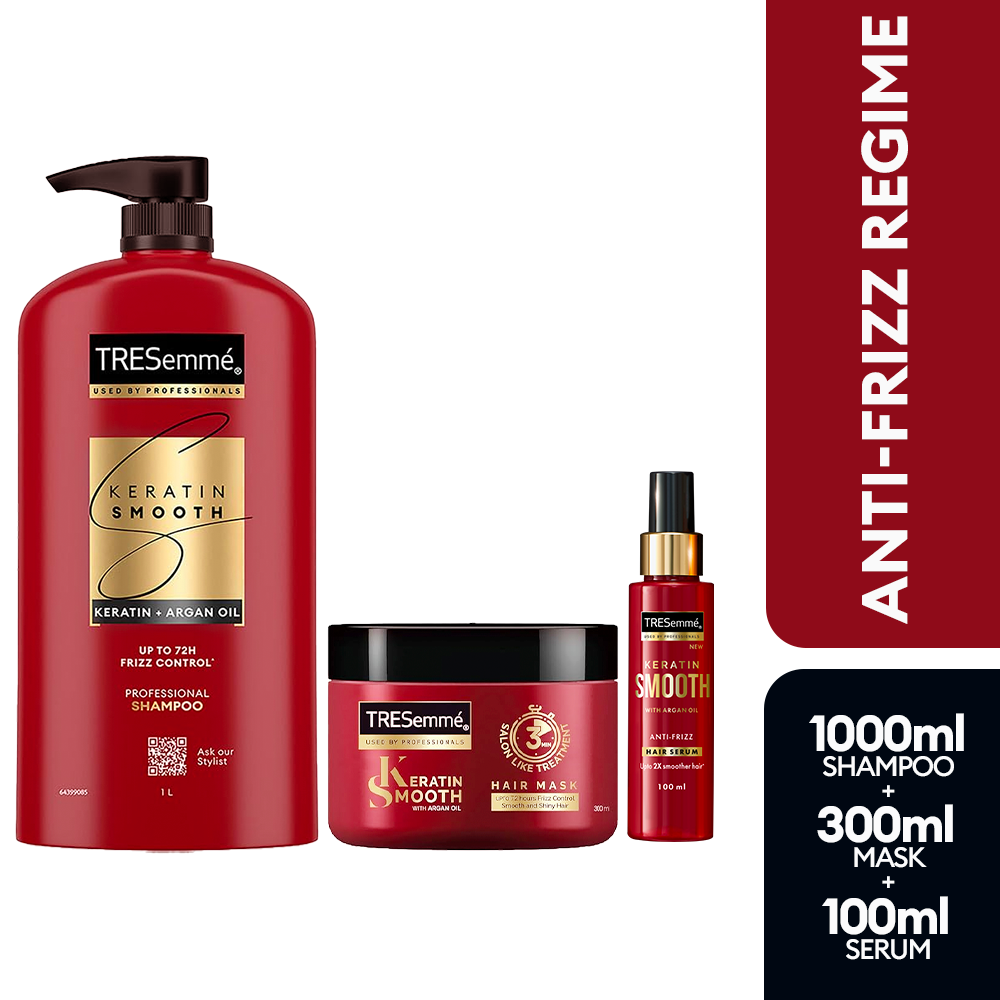 TRESemmé Keratin Smooth Shampoo 1000ml + Mask 300ml + Serum 100ml