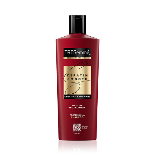 Front view of New TRESemmé Keratin Smooth Shampoo 340ml Bottle